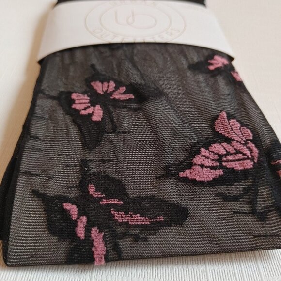 PRETTY Urban Outfitters Pink Butterfly Tights Sheer Women's M/L BNWT - Picture 4 of 4